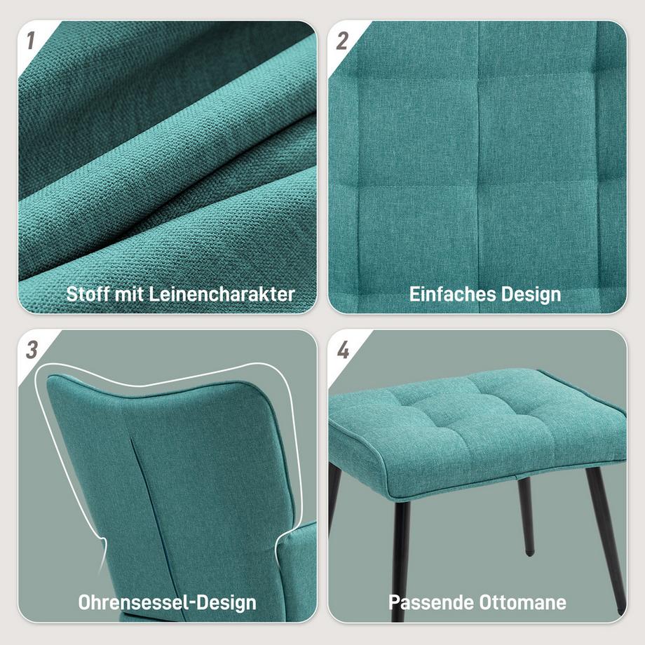 HOMCOM Chaise à bascule avec tabouret  