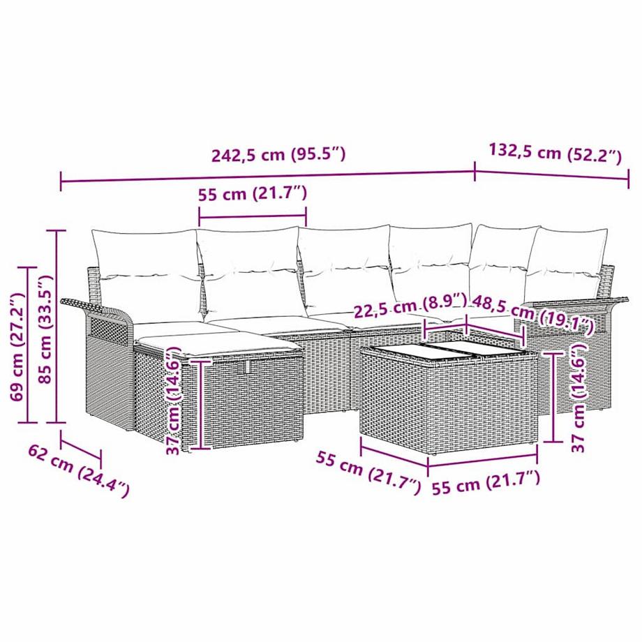 VidaXL Divano da giardino Polyrattan  