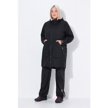 Cappotto impermeabile da pioggia con taglio svasato, cappuccio e zip