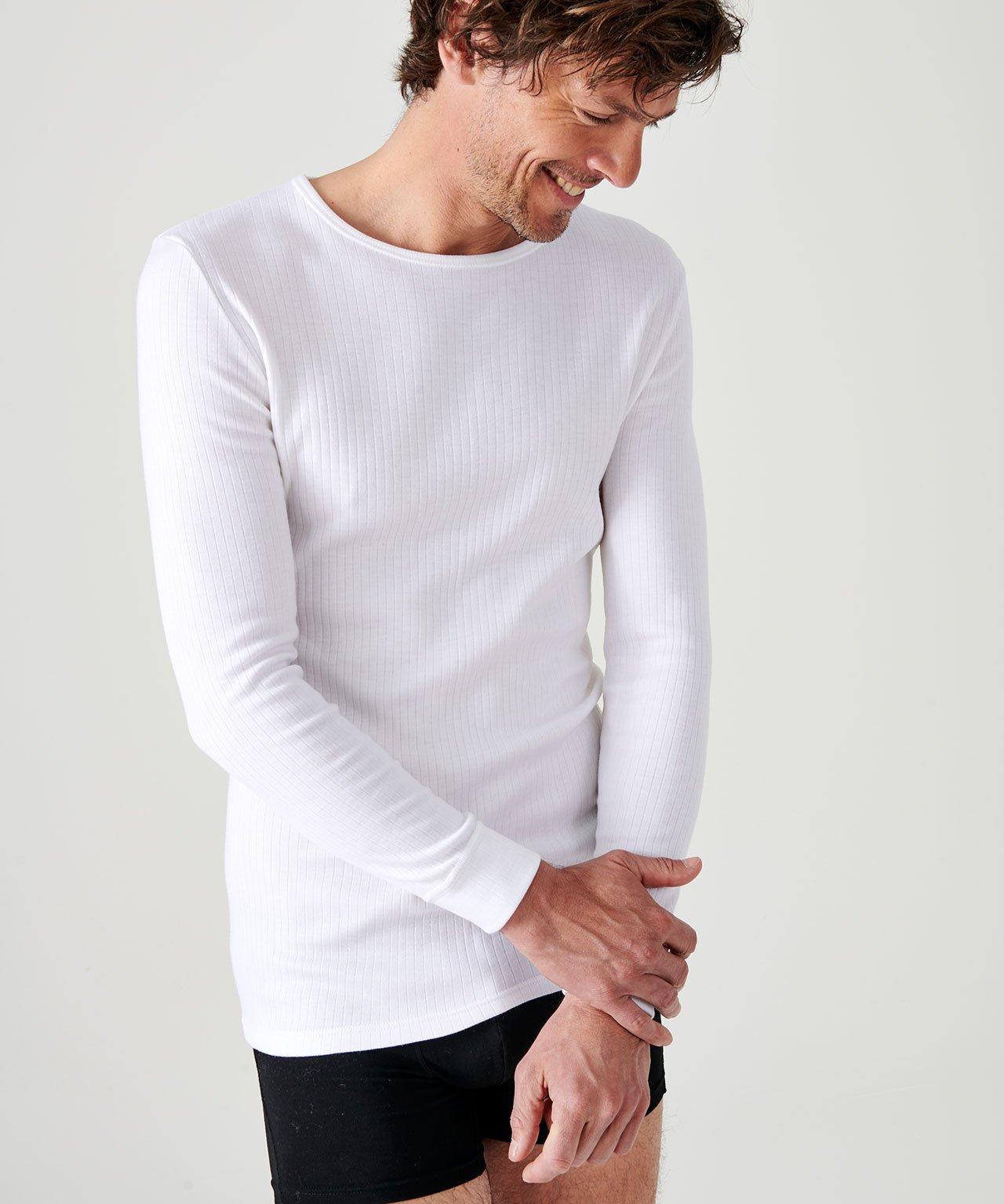 Image of Langärmeliges Shirt Mit Rundhalsausschnitt. Herren Weiss M