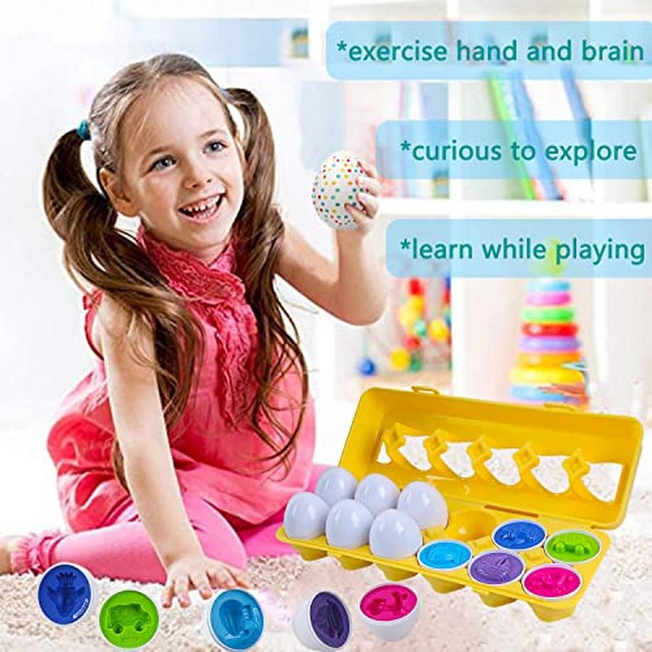 Activity-board  Spielzeug für Kleinkinder Eier Plastik 12Stck Passendes Eier Auto Spielzeug zum Bemalen Formen und 