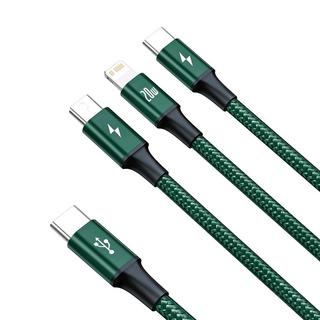 Baseus  Baseus Rapid 3-in-1 da USB-C a Lightning/Micro/USB-C 20W, 1,5 m - Verde 