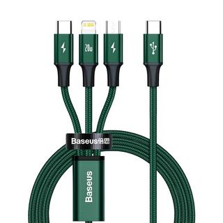 Baseus  Baseus Rapid 3-in-1 da USB-C a Lightning/Micro/USB-C 20W, 1,5 m - Verde 