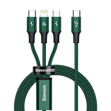 Baseus  Baseus Rapid 3-in-1 da USB-C a Lightning/Micro/USB-C 20W, 1,5 m - Verde 