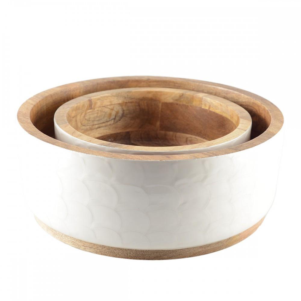 Image of Set aus 2 perlen Mangoholzschüsseln, 23 cm und 30 cm Set aus 2 perlen Mangoholzschüsseln, 23 cm und 30 cm