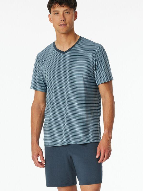 Schiesser MicroModal Gestreiftes Kurzarm Pyjama Set  