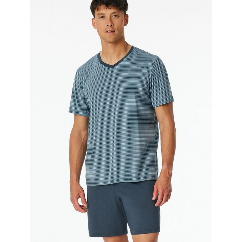 Schiesser MicroModal Gestreiftes Kurzarm Pyjama Set  