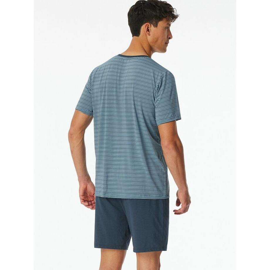 Schiesser MicroModal Gestreiftes Kurzarm Pyjama Set  