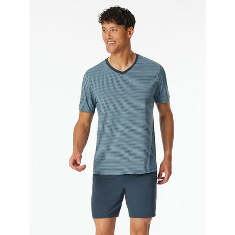 Schiesser MicroModal Gestreiftes Kurzarm Pyjama Set  