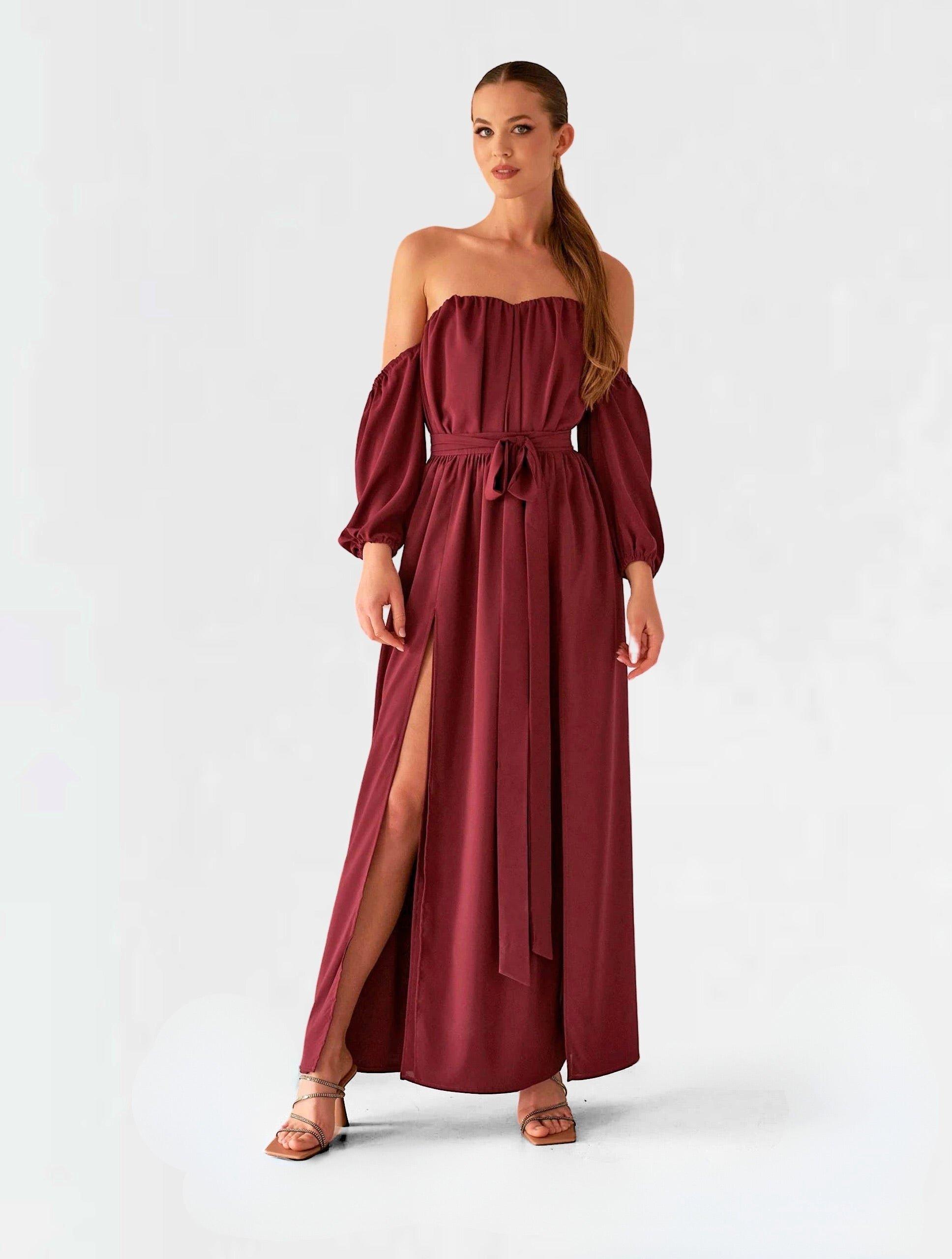 Image of Xenia Maxi Kleid Damen Weinrot S