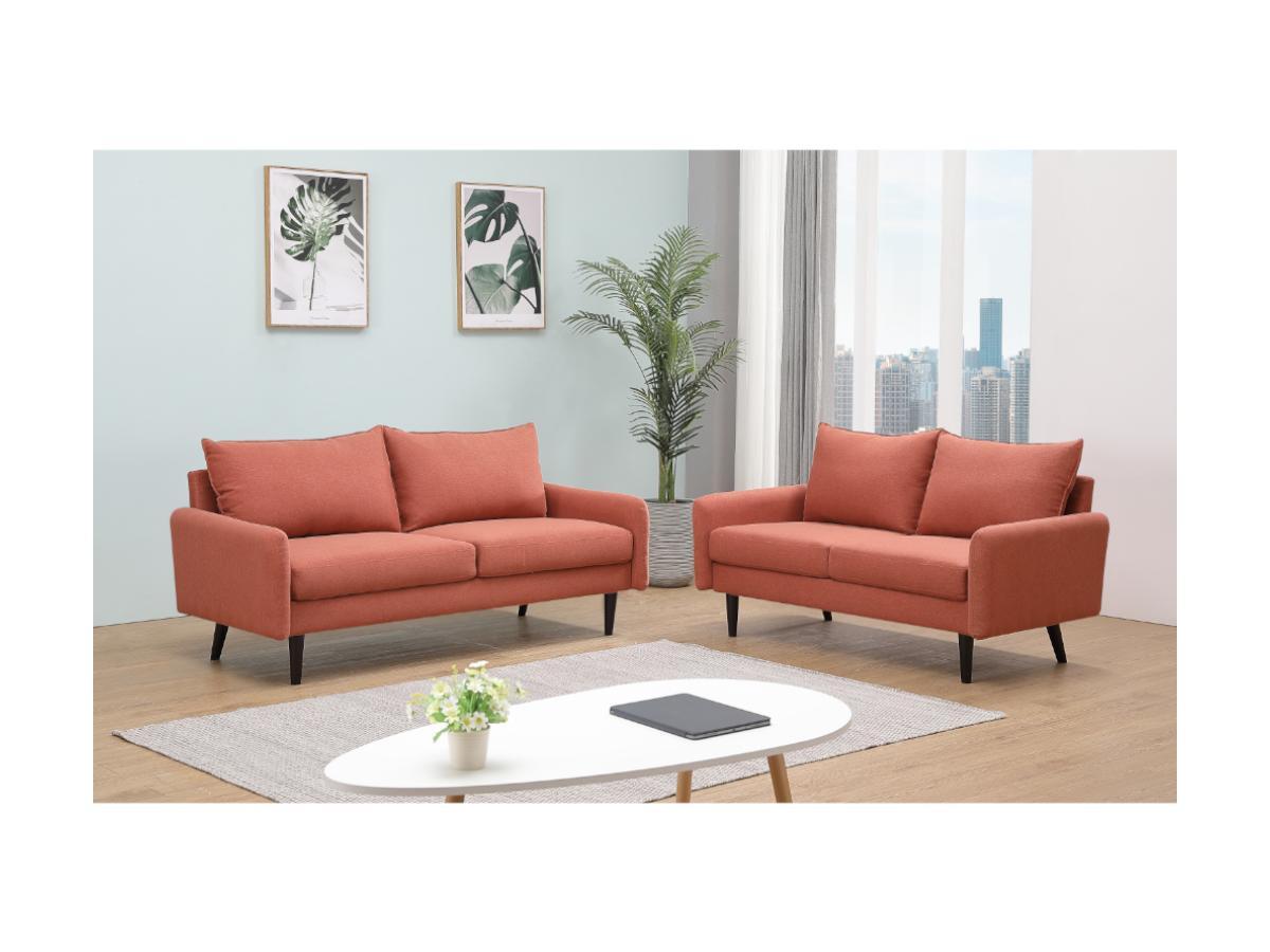 Vente-unique 2SitzerSofa HALIA Stoff Terrakotta  