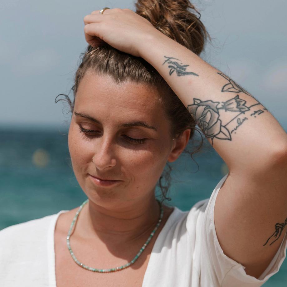 Balibay  Lyiana  Halskette mit Chrysopras Steine und Silber 