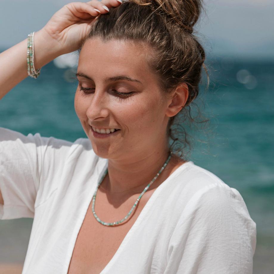 Balibay  Lyiana  Halskette mit Chrysopras Steine und Silber 