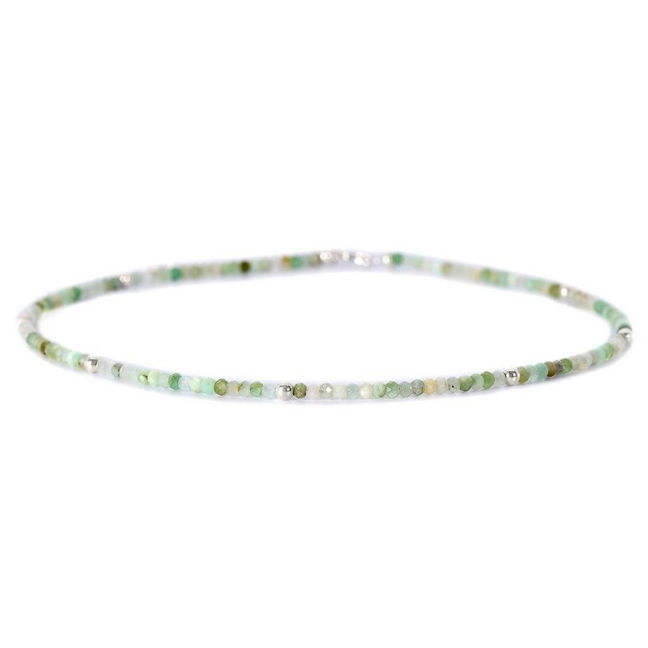 Lyiana  Halskette mit Chrysopras Steine und Silber