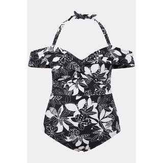 Ulla Popken  Maillot de bain avec bonnets souples. Imprimé à fleurs, découpe. Matière recyclée. 