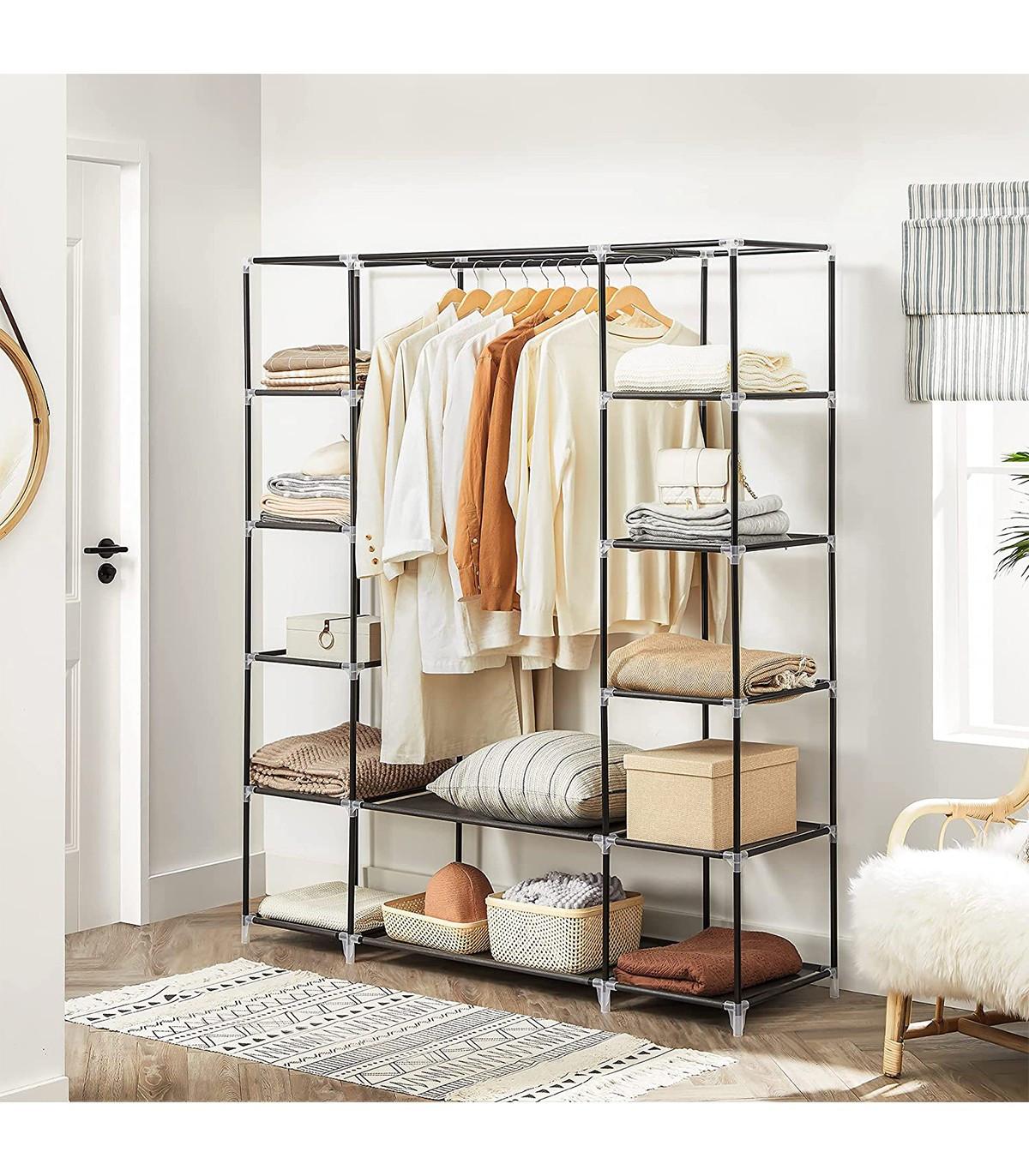 Calicosy Geräumiger Stoffschrank mit 12 Fächern und Kleiderstange  