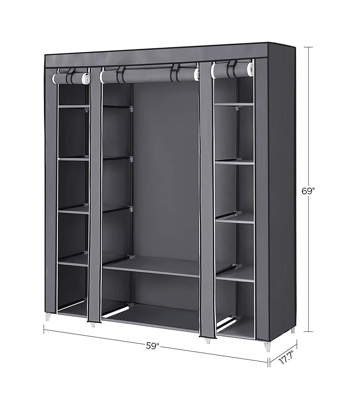 Calicosy Geräumiger Stoffschrank mit 12 Fächern und Kleiderstange  