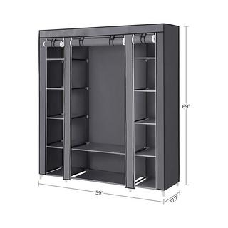 Calicosy Geräumiger Stoffschrank mit 12 Fächern und Kleiderstange  