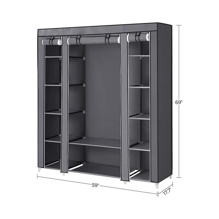 Calicosy Geräumiger Stoffschrank mit 12 Fächern und Kleiderstange  