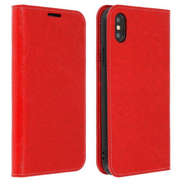 Image of Cover Echtleder Apple iPhone XS Max Rot