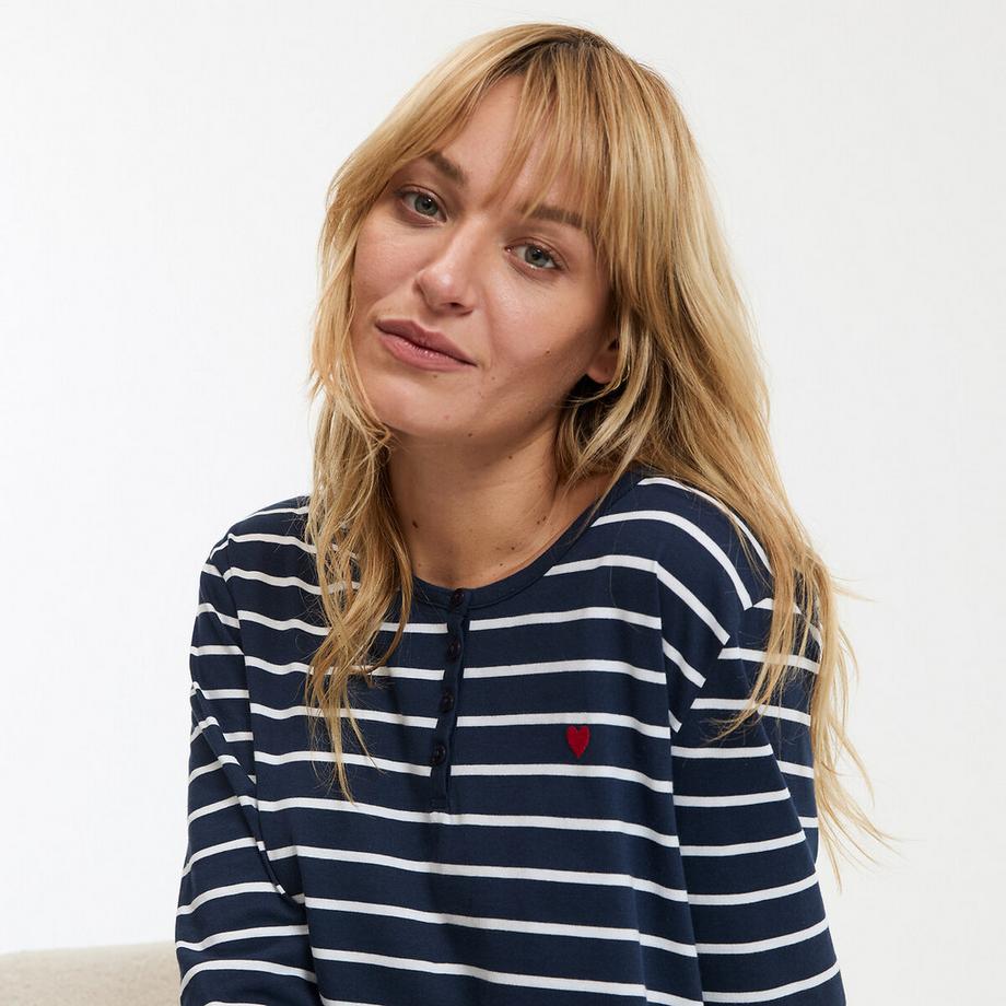 La Redoute Collections Chemise de nuit rayée en jersey de coton  