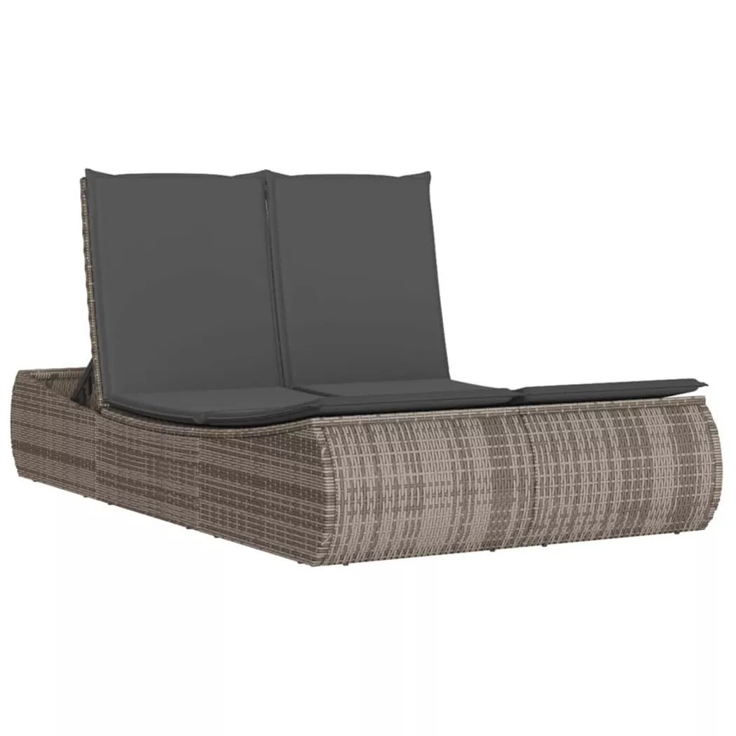 VidaXL - lettino prendisole doppio Polirattan, One Size, Grigio