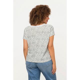 Ulla Popken  Crop top oversize à pois, col rond et manches courtes 