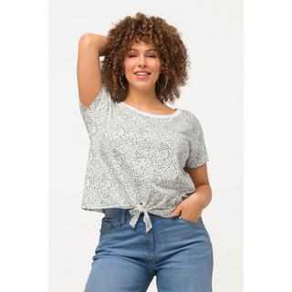 Ulla Popken  Crop top oversize à pois, col rond et manches courtes 