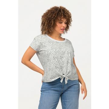 Crop top dal taglio oversize con pallini, scollo a girocollo e maniche ad aletta