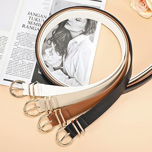 Only-bags.store 2 Pezzi Cintura in Pelle Fibbia Dorata  