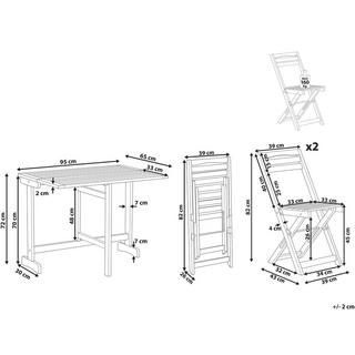 Beliani Bistro Set aus Akazienholz Rustikal LENOLA  