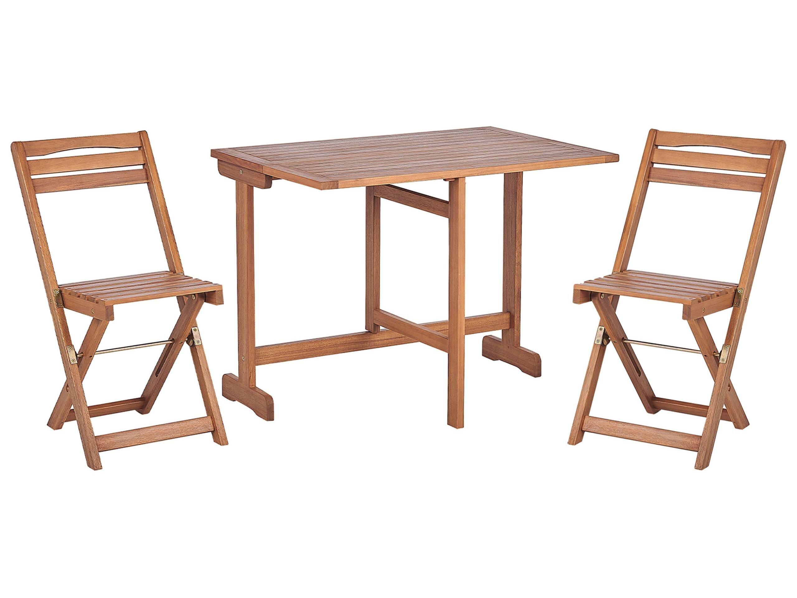 Beliani Bistro Set aus Akazienholz Rustikal LENOLA  