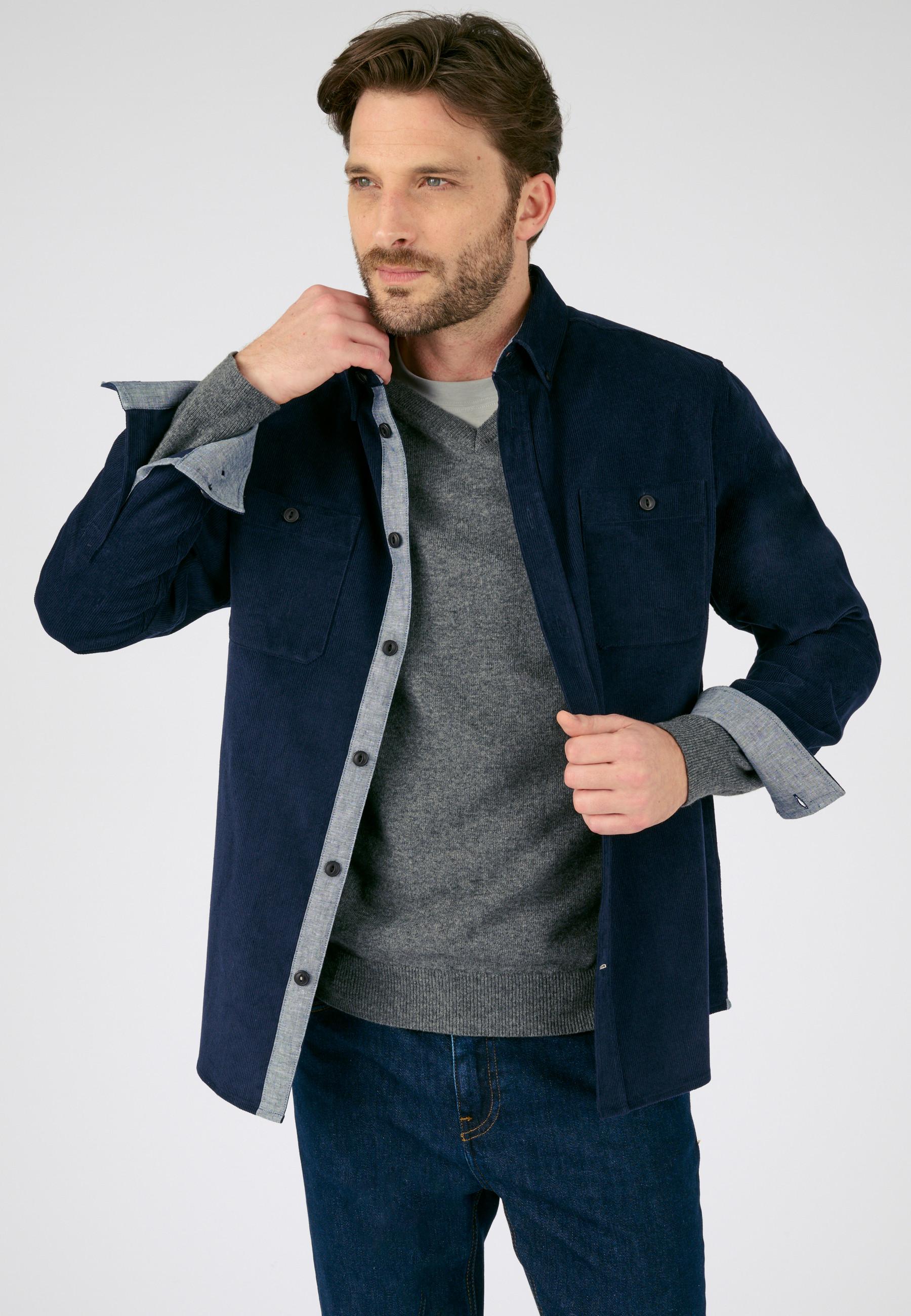 Image of Weites Overshirt Mit Langen Ärmeln Samt Herren Blau L