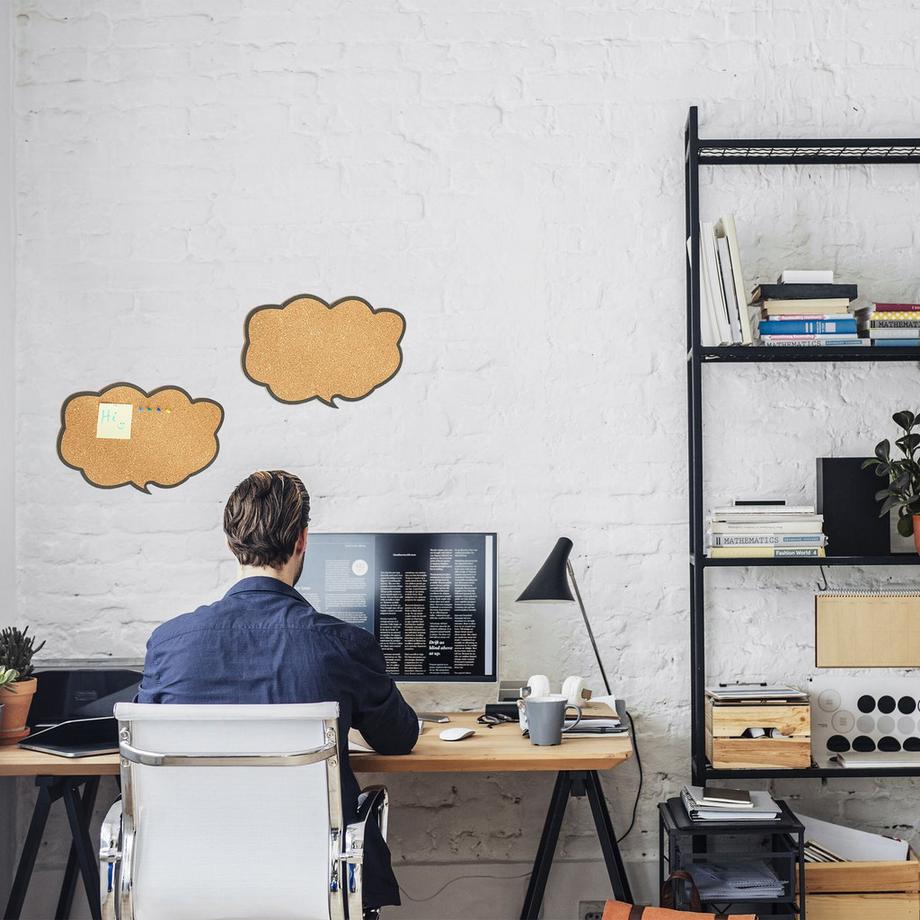 B2X  ensemble de 2 tableaux d'affichage en liège avec des nuages ​​de pensées 