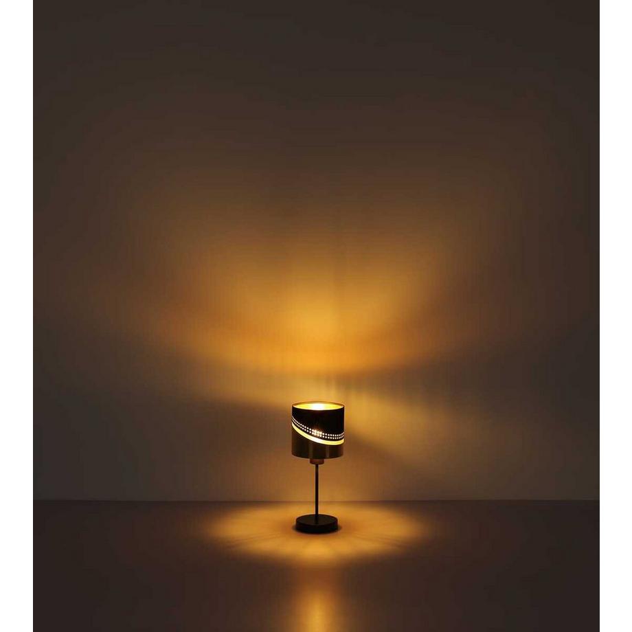 mutoni light Lampe de table Or métal noir mat 1xE27  