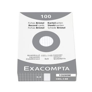 Exacompta Étui de 100 fiches - bristol quadrillé 5x5 non perforé 105x148mm - x 10  