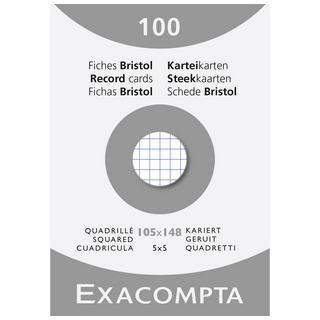 Exacompta Confezione 100 cartoncini bristol a quadretti 5X5 non perforati 105x148mm - x 10  