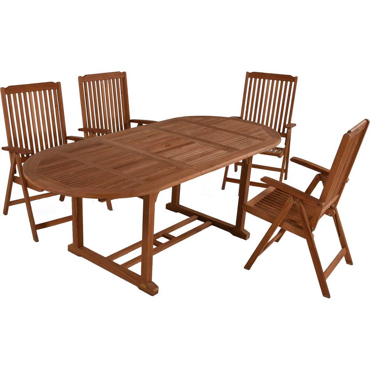 mutoni pleasure Garten Essgruppe Solo Teak (5-tlg)  