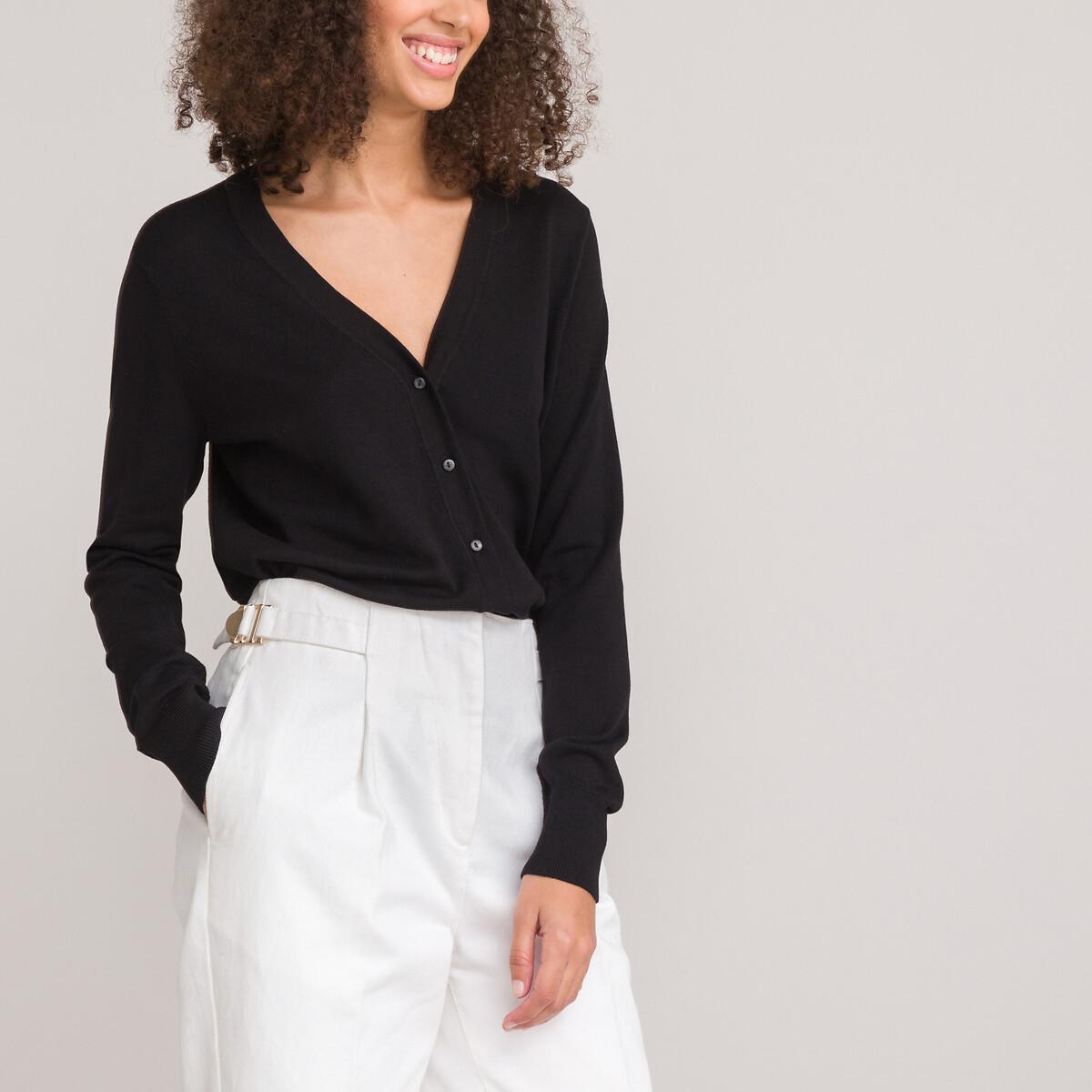 Image of Strickjacke Mit V-ausschnitt Damen Schwarz XL