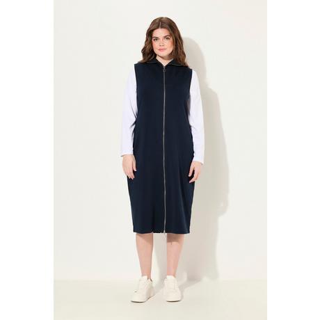 Ulla Popken  Robe midi, en molleton de coton bio, col montant et manches longues 