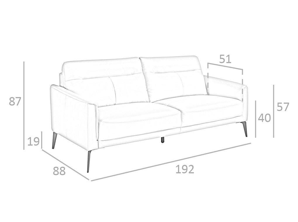 ANGEL CERDA 3-Sitzer-Sofa aus em Leder und Stahl  