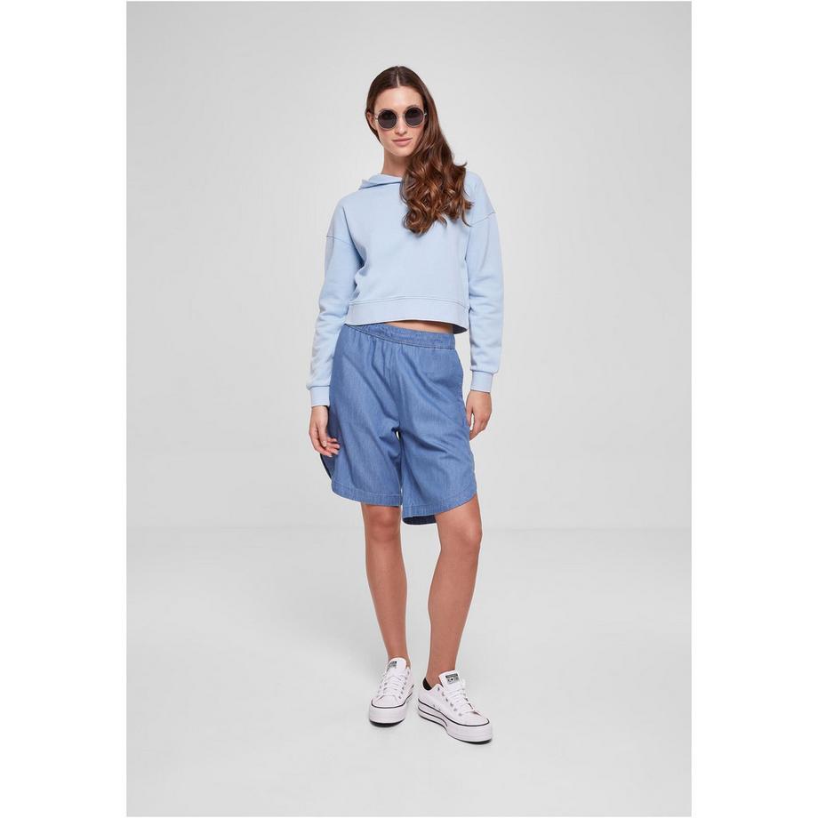 URBAN CLASSICS Felpa Corta con Cappuccio in Spugna con Ricamo Floreale  