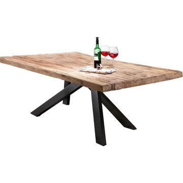 Massivholztisch 200x100 - Teak natur - Metall antik