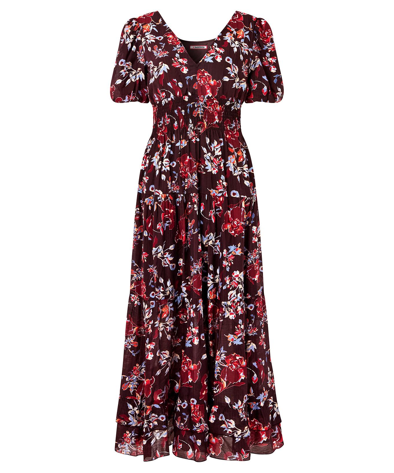 Joe Browns  Robe Maxi Élastiquée Florale et Sombre 