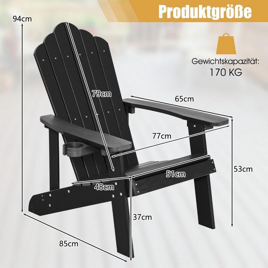 Northix Sedia Adirondack con portabicchieri  