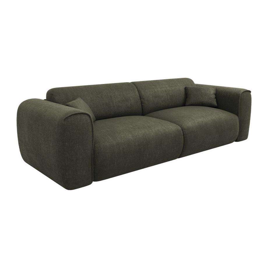 Vente-unique Sofa 4-Sitzer mit Matratze - Strukturstoff - Grün - POGNIA  