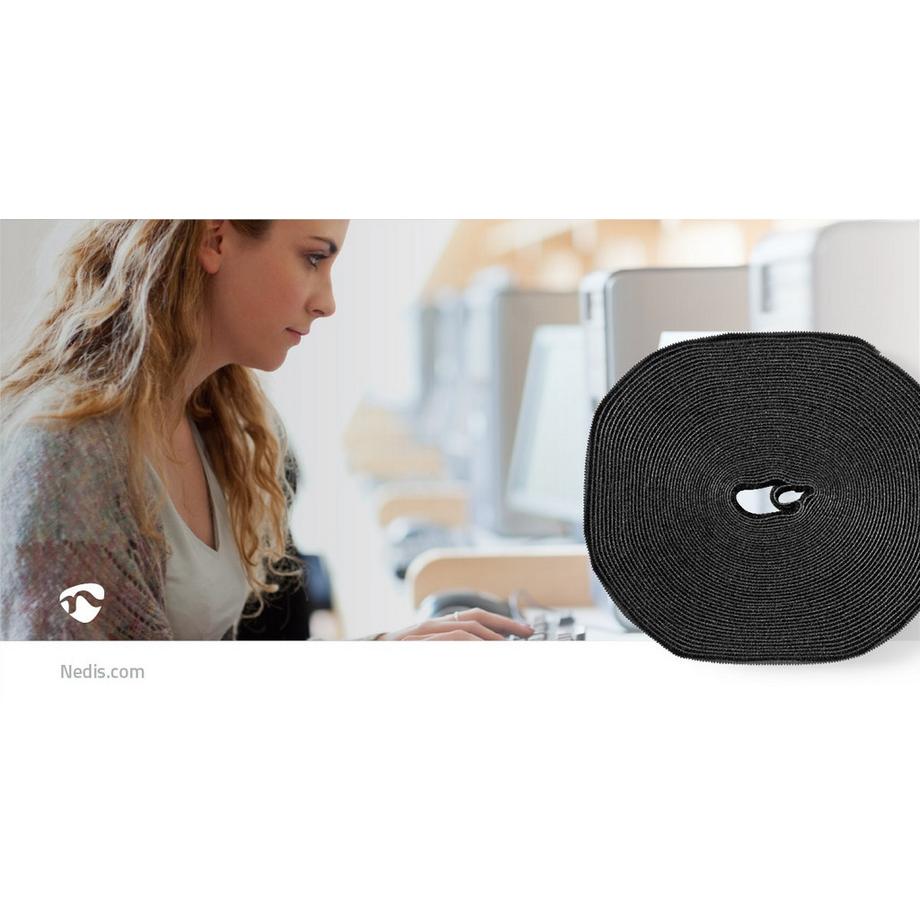 Nedis  Klettbandhalter | Klettband | 1x Klettbandrolle | Schwarz 