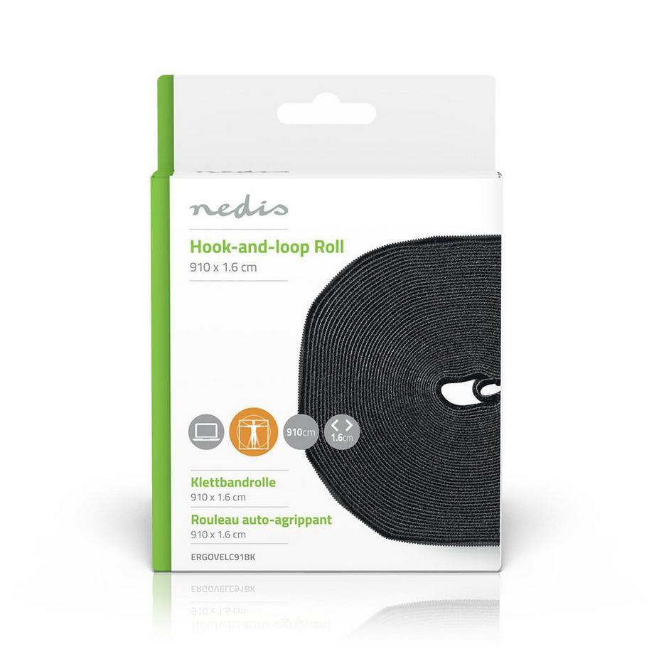 Nedis  Klettbandhalter | Klettband | 1x Klettbandrolle | Schwarz 