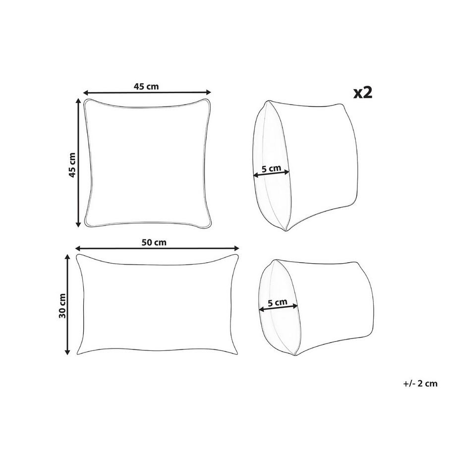 Beliani Lot de 3 coussins décoratifs en Coton Traditionnel HOPEA  