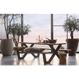 mutoni Table de pique-nique avec banc Tablo Outdoor bois FSC avec pieds X métal 210x145  